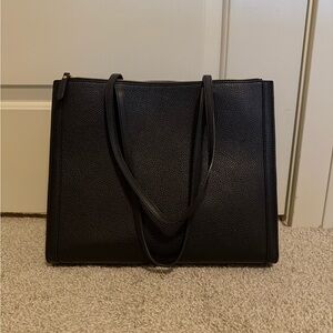 Banana Republic Black Leather Tote Bag Sleek Minimalist Design